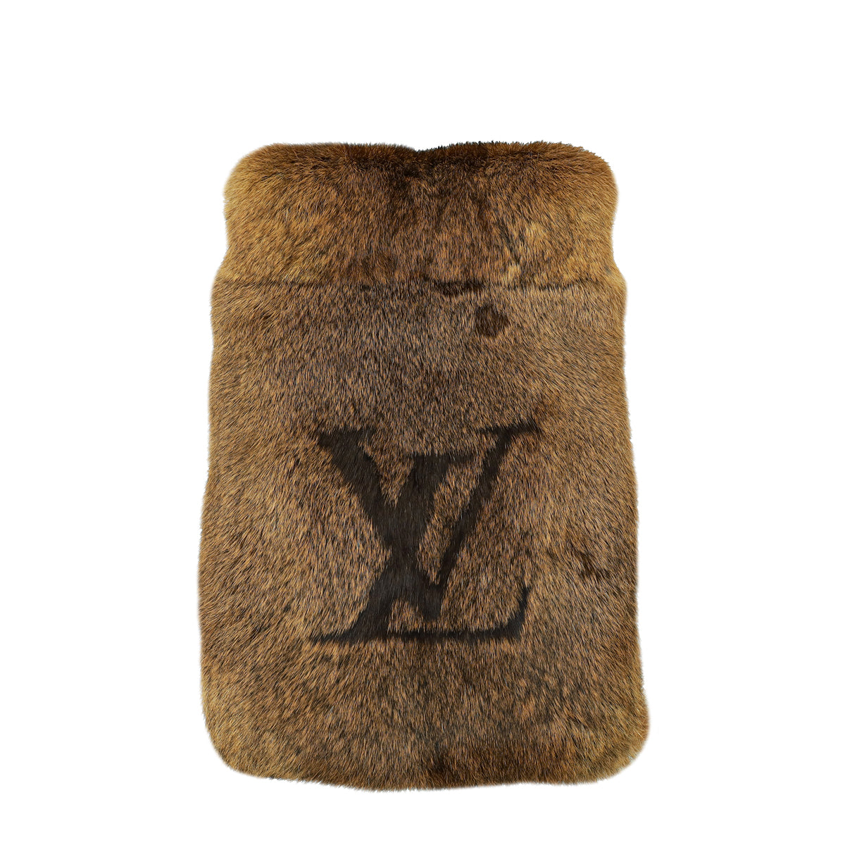 Louis Vuitton Brown Logo Rex en Lapin Fur Scarf