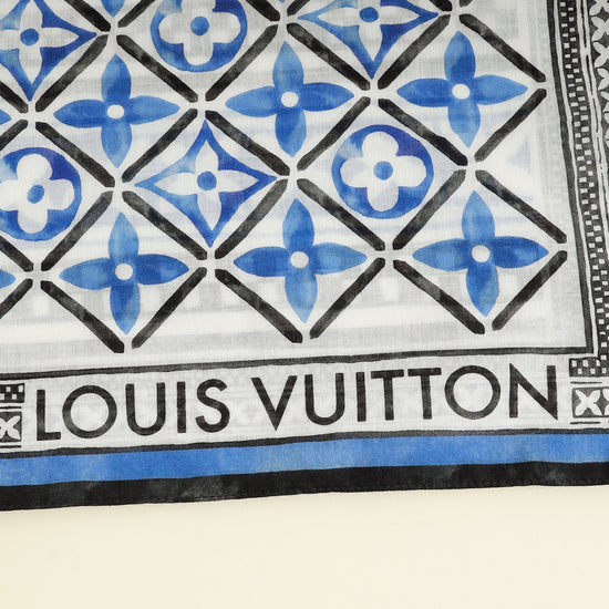 Louis Vuitton Blue Multicolor By The Pool Cotton Shawl