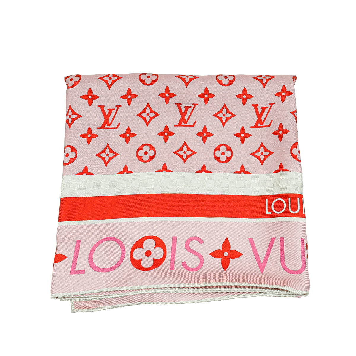 Louis Vuitton Rose Clair Monogram Infinity Square Silk Scarf 90-Hermes-THE CLOSET