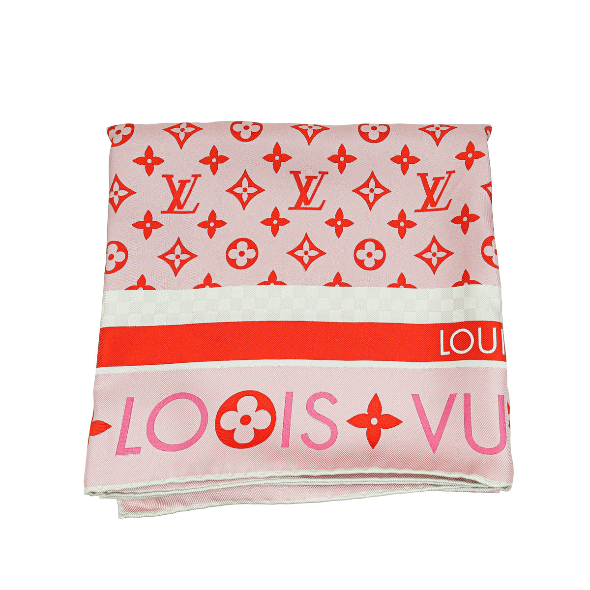 Louis Vuitton Rose Clair Monogram Infinity Square Silk Scarf 90