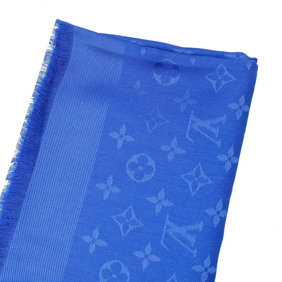 Louis Vuitton Electric Blue Monogram Classic Wool Silk Shawl