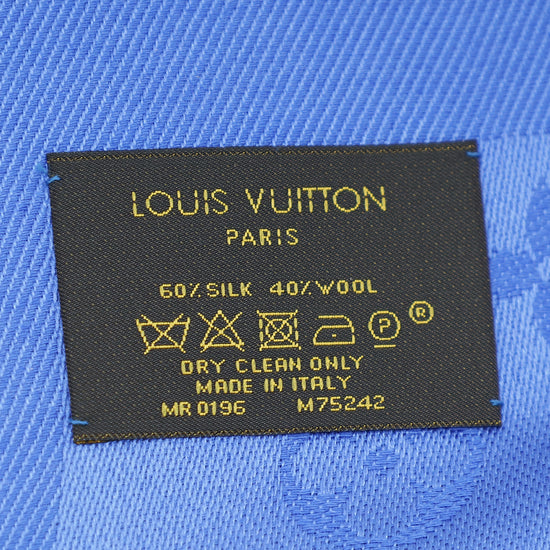 Louis Vuitton Electric Blue Monogram Classic Wool Silk Shawl