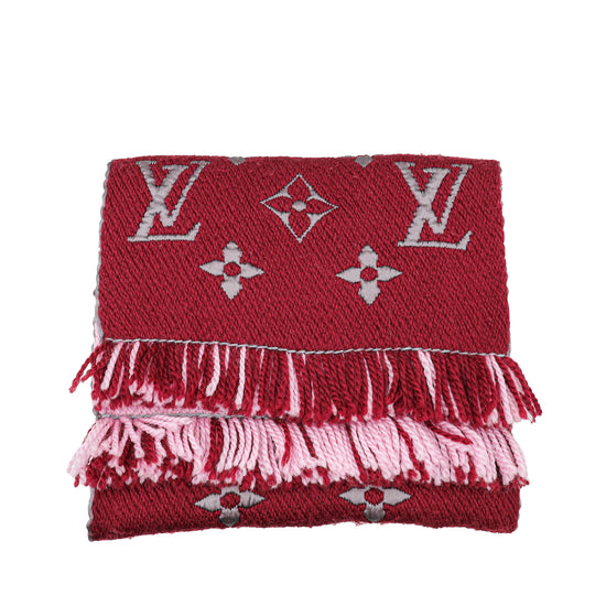Louis Vuitton Red Wool & Silk Logomania Shine Scarf Louis Vuitton