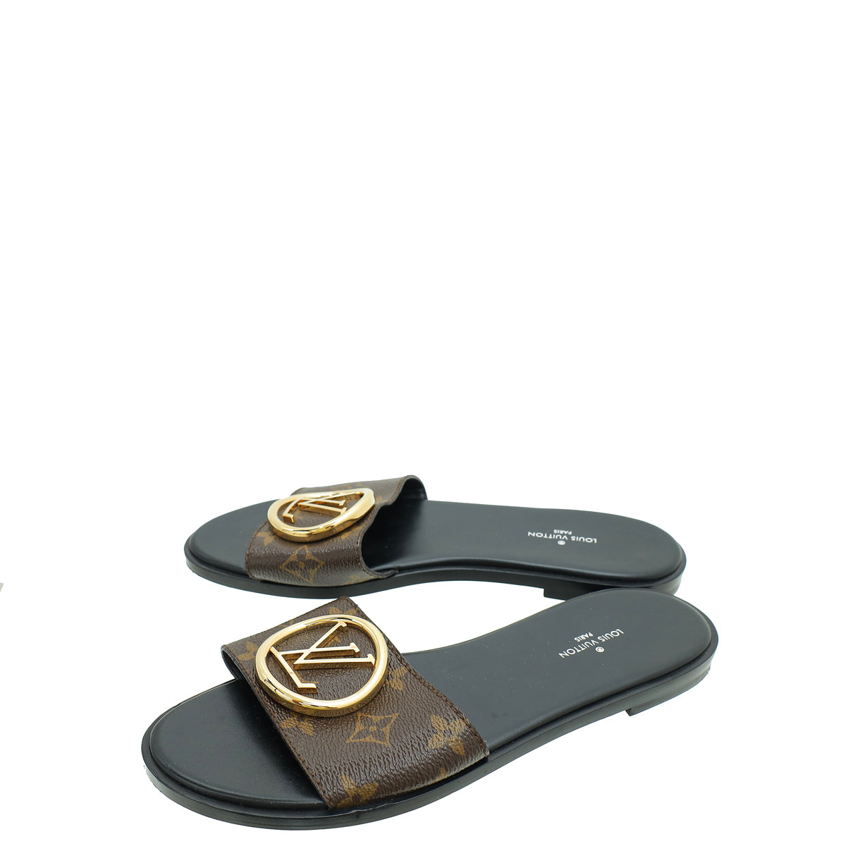 Louis Vuitton Monogram Lock It Flat Mules 37-Louis Vuitton-THE CLOSET