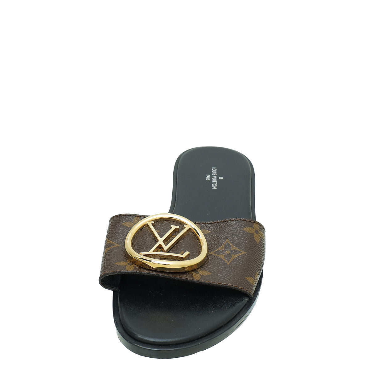 Louis Vuitton Monogram Lock It Flat Mules 37-Louis Vuitton-THE CLOSET