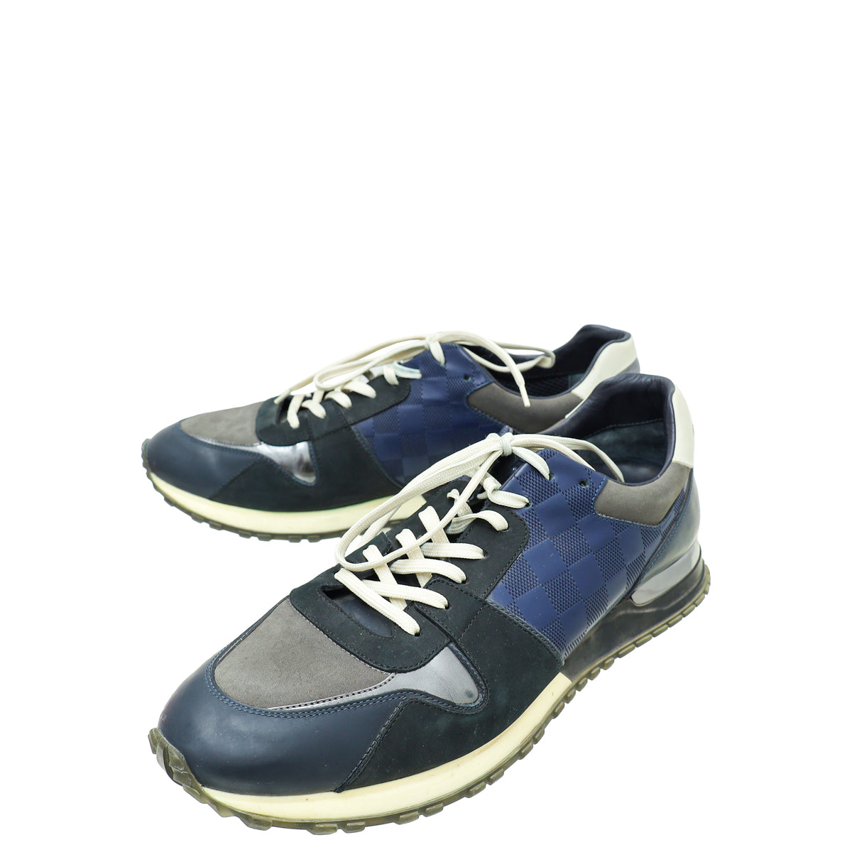 Louis Vuitton Navy Blue Damier Run Away Sneakers 9.5-Louis Vuitton-THE CLOSET