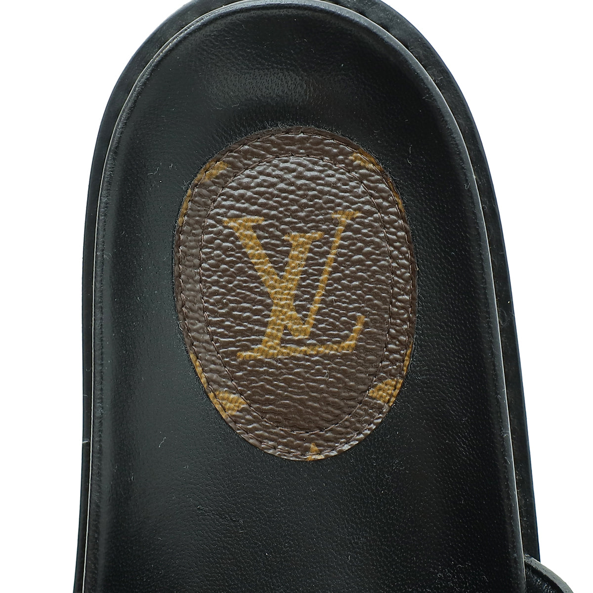 Louis Vuitton Black Flat Slides Mules 36 – THE CLOSET