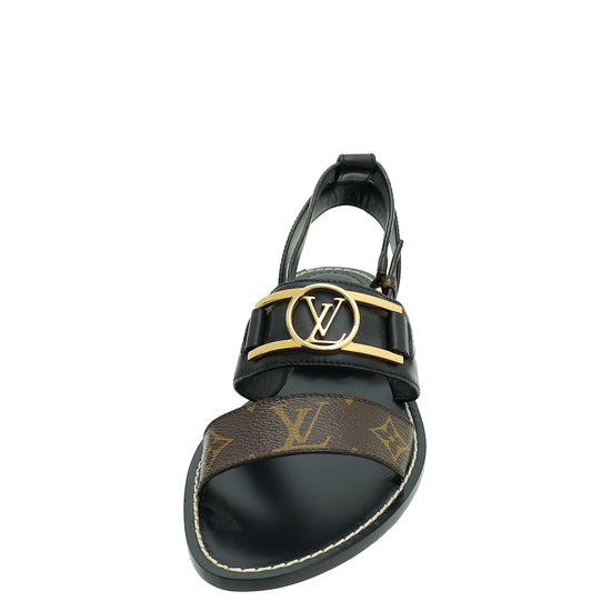 Louis Vuitton Monogram Black Academy Flat Sandal 37