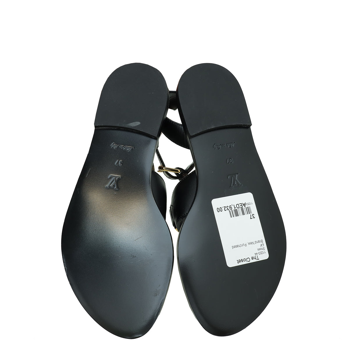 Louis Vuitton Monogram Black Academy Flat Sandal 37 – THE CLOSET