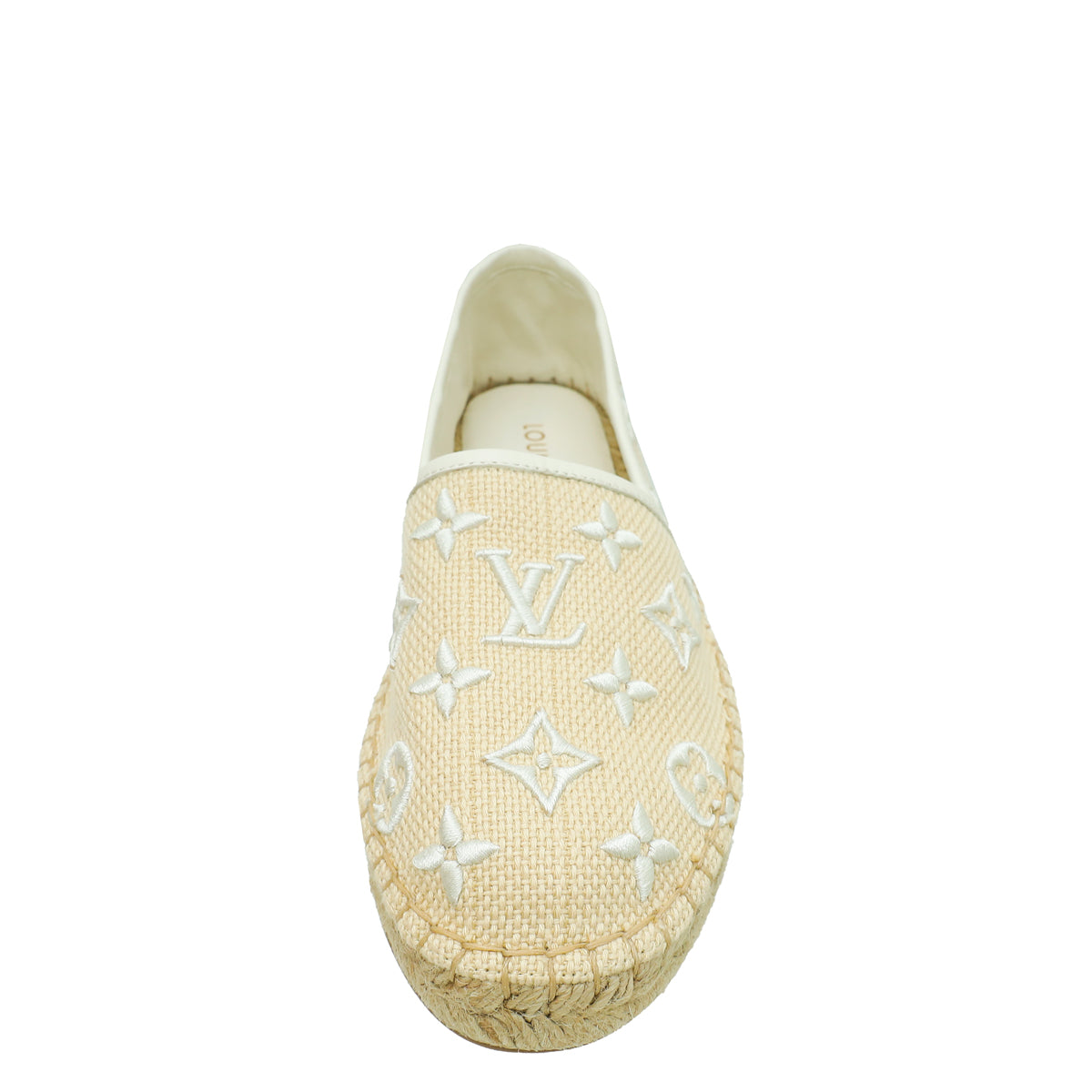 Louis Vuitton Bicolor Monogram-Embroidered Cotton Starboard Flat Espadrille 38-Louis Vuitton-THE CLOSET
