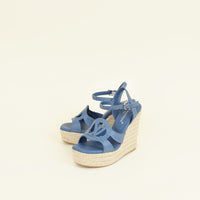 Louis Vuitton Dark Blue Isola Wedge Espadrille Sandal 38
