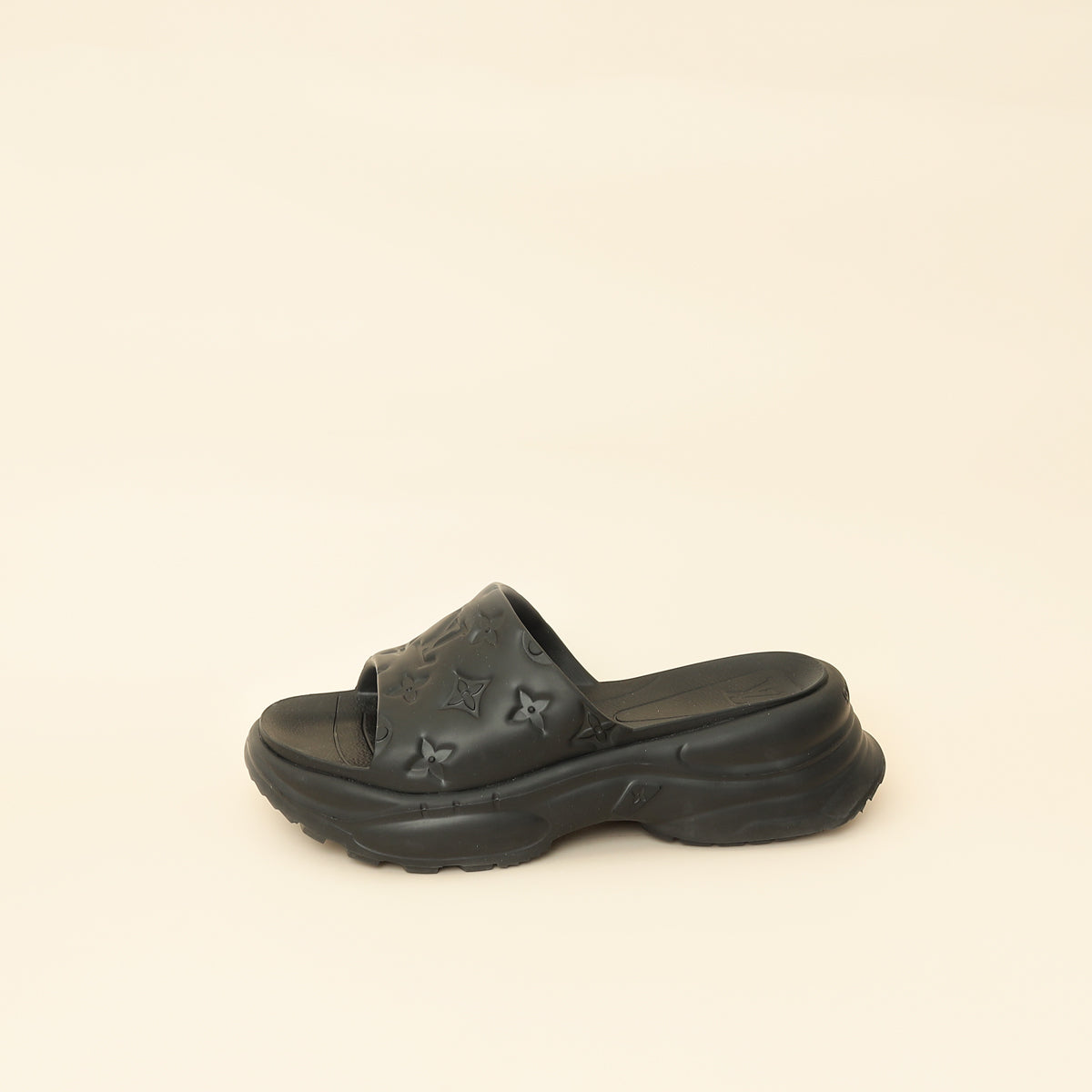 Louis Vuitton Black Monogram Embossed Pool 55 Flat Comfort Mule 36-Louis Vuitton-THE CLOSET