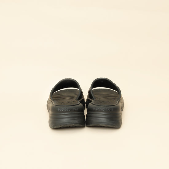 Louis Vuitton Black Monogram Embossed Pool 55 Flat Comfort Mule 36-Louis Vuitton-THE CLOSET