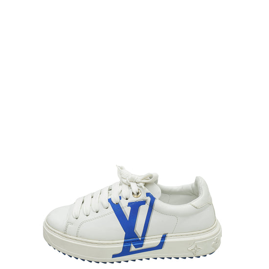 Louis Vuitton White/Blue Monogram Denim and Leather Time Out Low Top  Sneakers