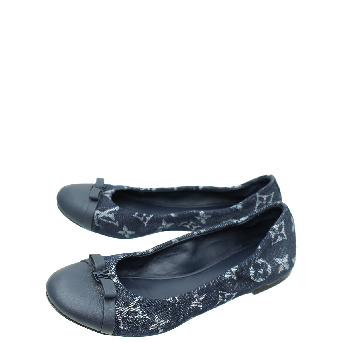 Louis Vuitton Navy Blue Monogram Denim Elba Elastic Ballerina 35-Louis Vuitton-THE CLOSET