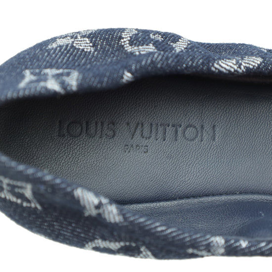Louis Vuitton Navy Blue Monogram Denim Elba Elastic Ballerina 35