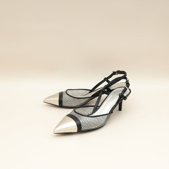 Louis Vuitton Black Mesh PVC Urban Twist Slingback 35