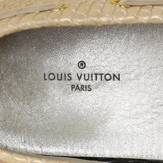 Louis Vuitton Light Gold Python Gloria Flat Loafer 36.5-Louis Vuitton-THE CLOSET