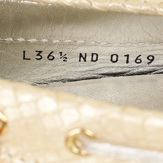 Louis Vuitton Light Gold Python Gloria Flat Loafer 36.5-Louis Vuitton-THE CLOSET