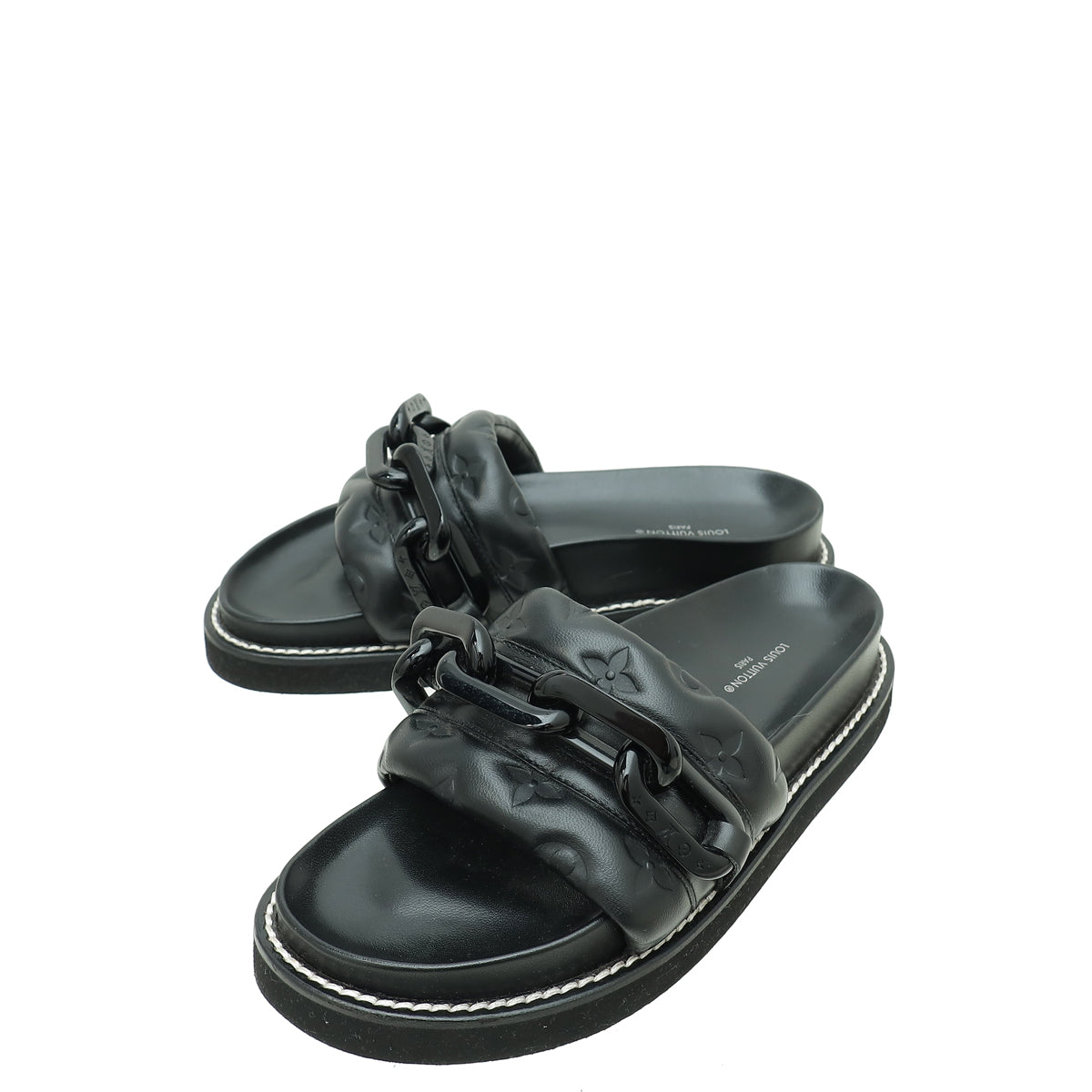 Louis Vuitton Black Monogram Embossed Sunset Flat Comfort Mules 36-Louis Vuitton-THE CLOSET