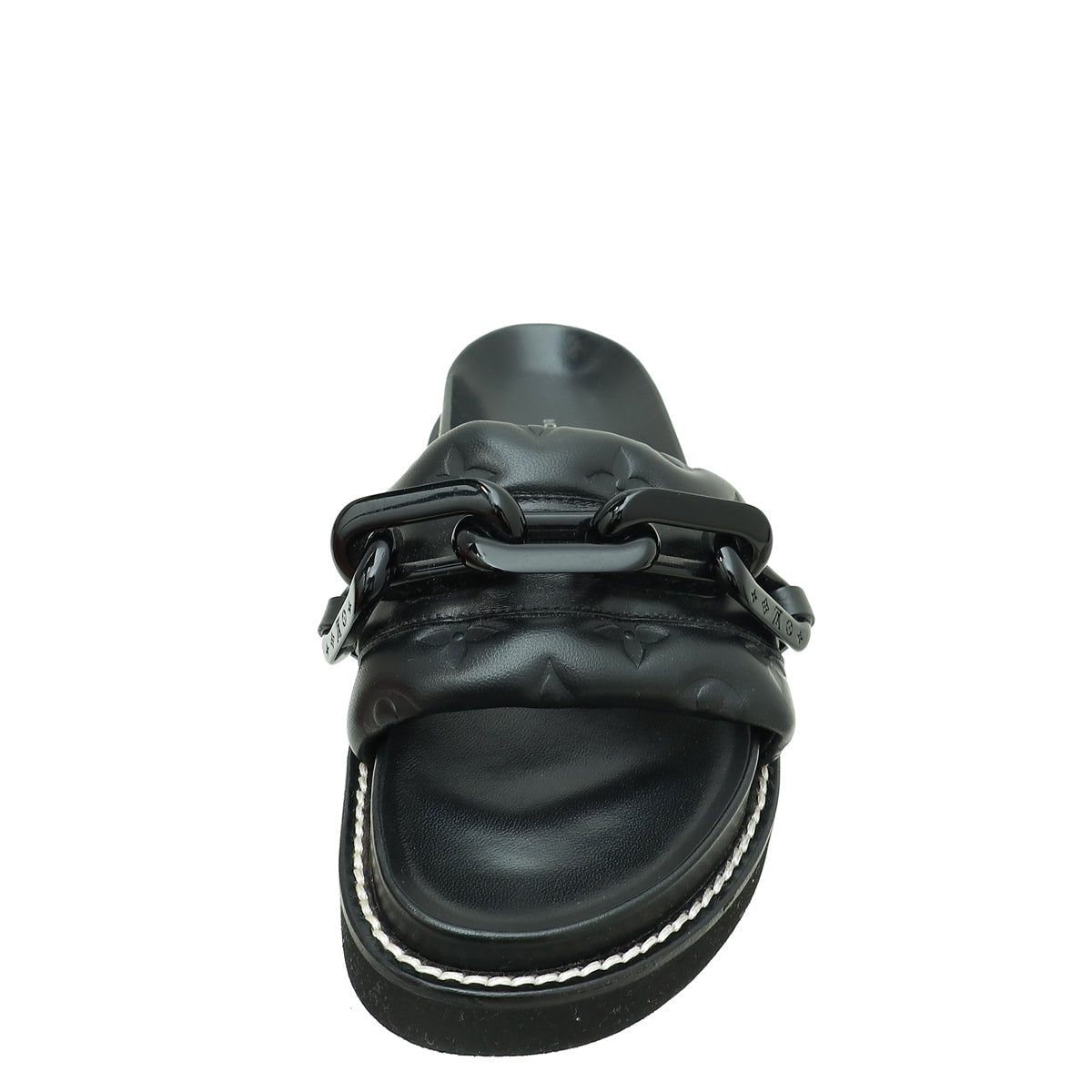 Louis Vuitton Black Monogram Embossed Sunset Flat Comfort Mules 36-Louis Vuitton-THE CLOSET