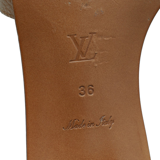 Louis Vuitton Cognac Brown Lock It Flat Mules 40 – The Closet