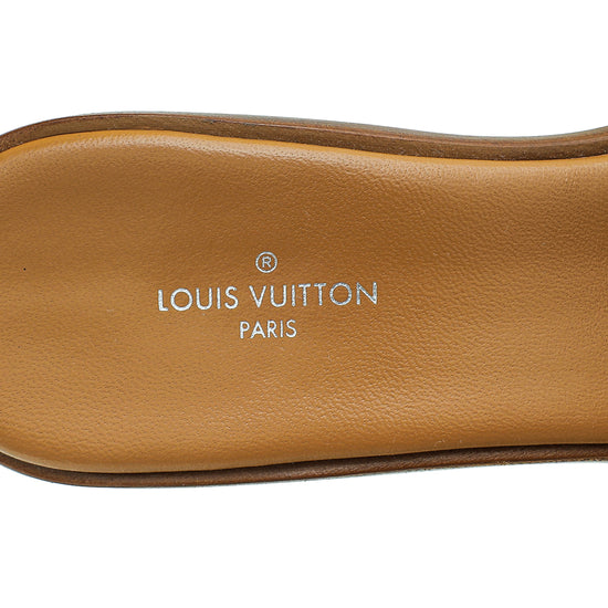 Louis Vuitton Lock It Flat Mule In Cognac