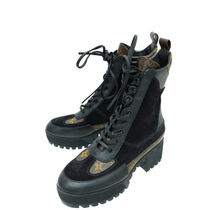 Louis Vuitton Bicolor Monogram and Suede Laureate Desert Boot 36