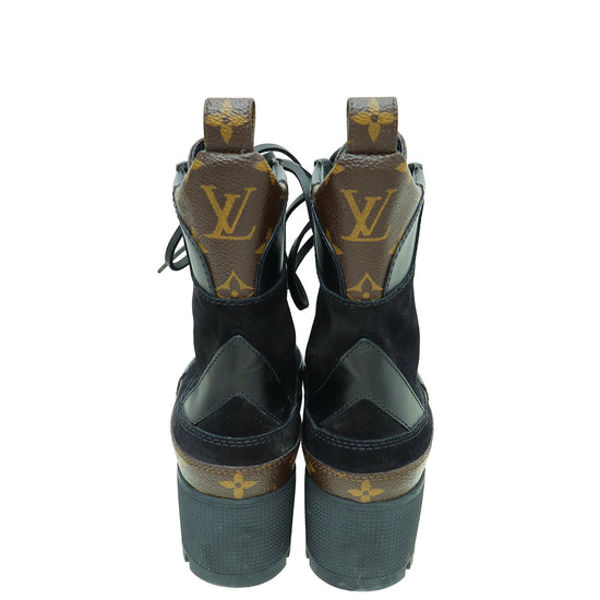 Louis Vuitton Bicolor Monogram and Suede Laureate Desert Boot 36