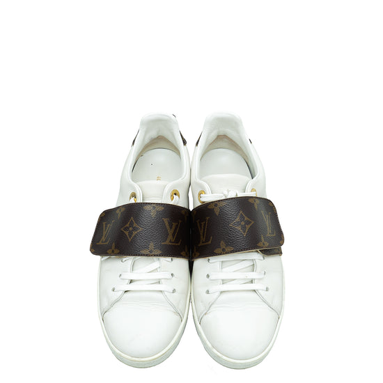 Louis Vuitton White Leather and Monogram Canvas Frontrow Sneakers Size 36.5  Louis Vuitton