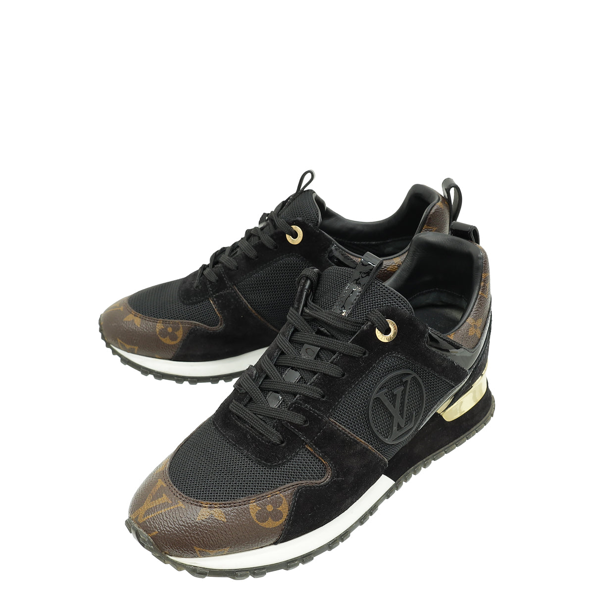 Louis Vuitton Monogram Black Run Away Sneaker 37.5