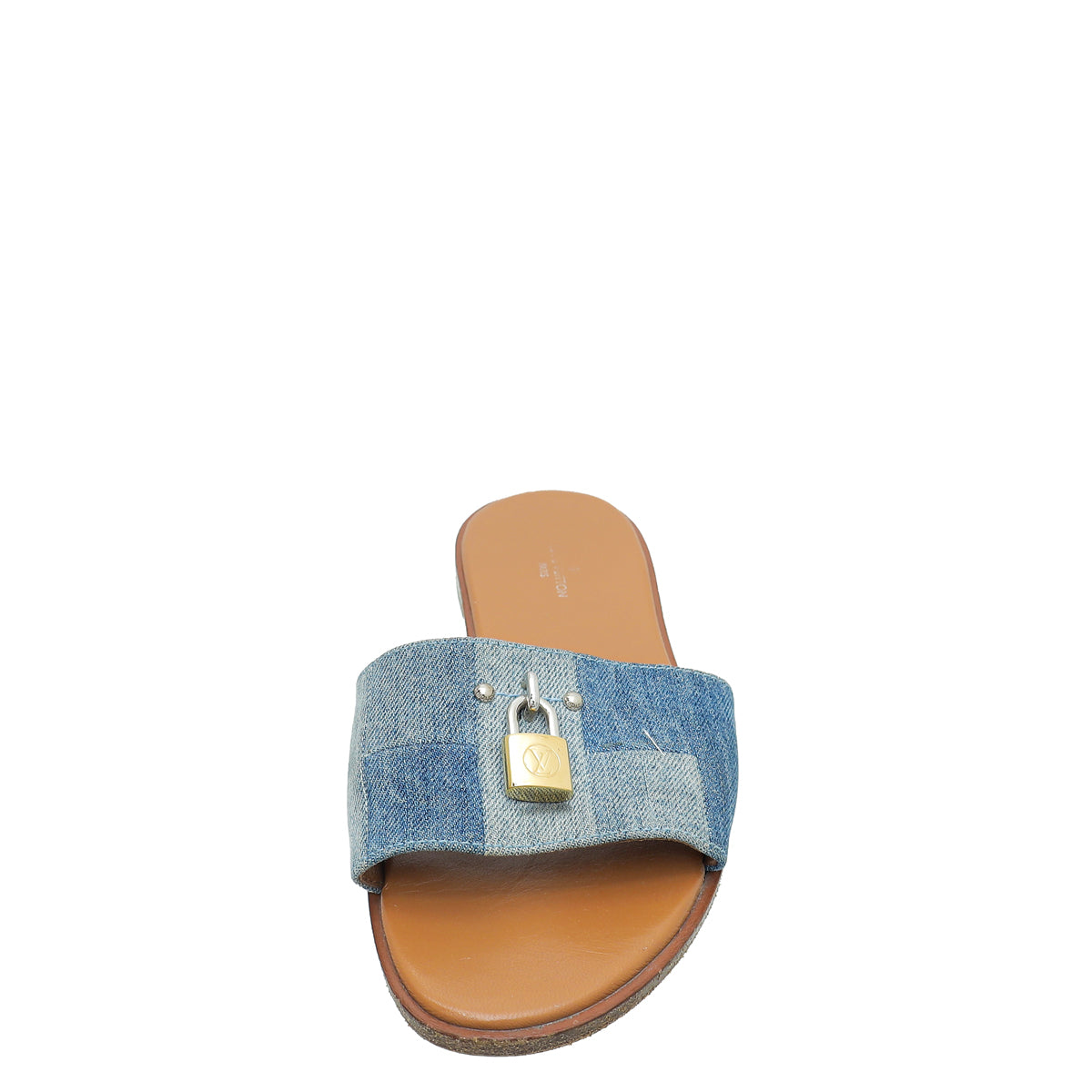 Louis Vuitton Blue Denim Lock It Flat Mule 37.5-Louis Vuitton-THE CLOSET