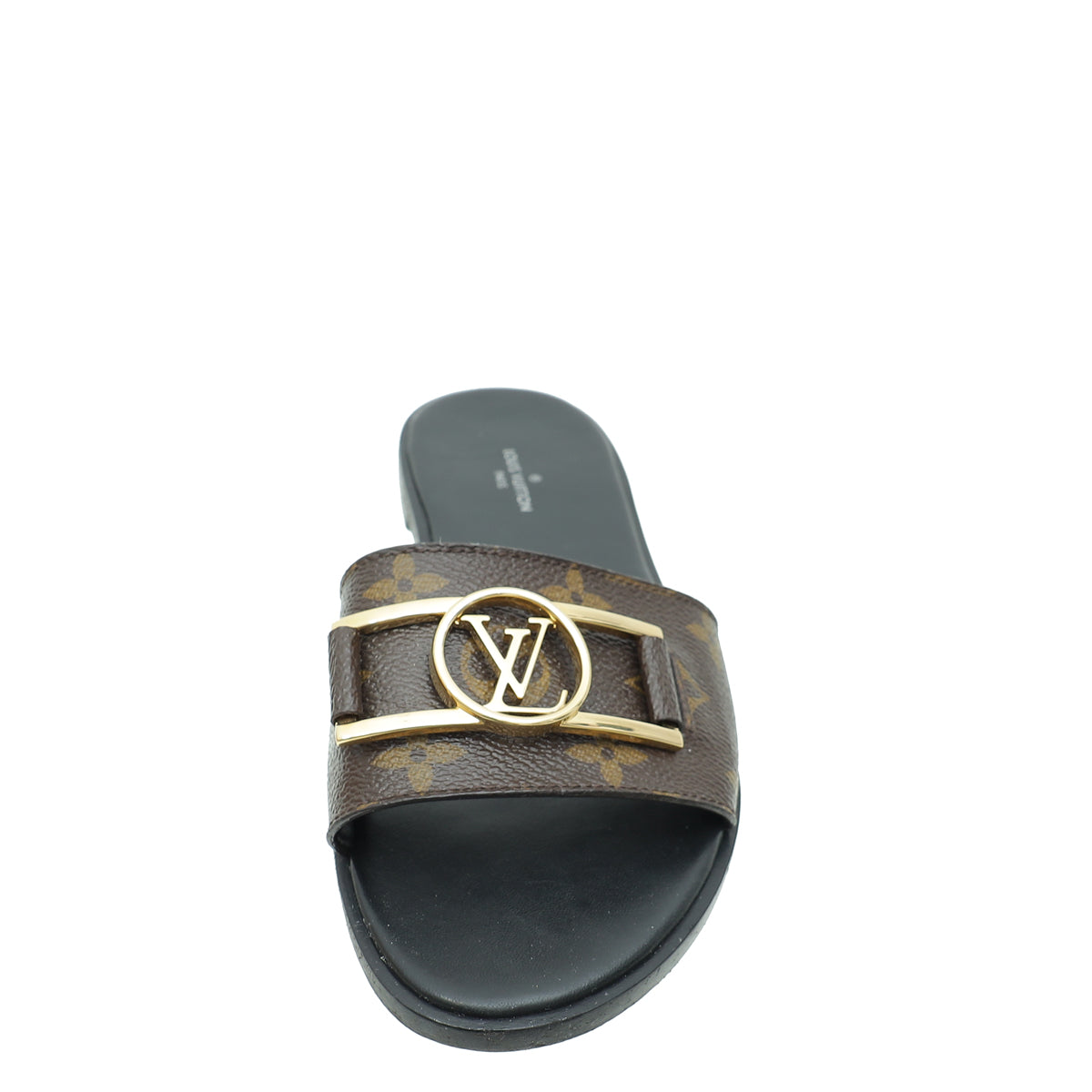 Louis Vuitton Brown Monogram Lock It Flat Mules 37.5-Louis Vuitton-THE CLOSET