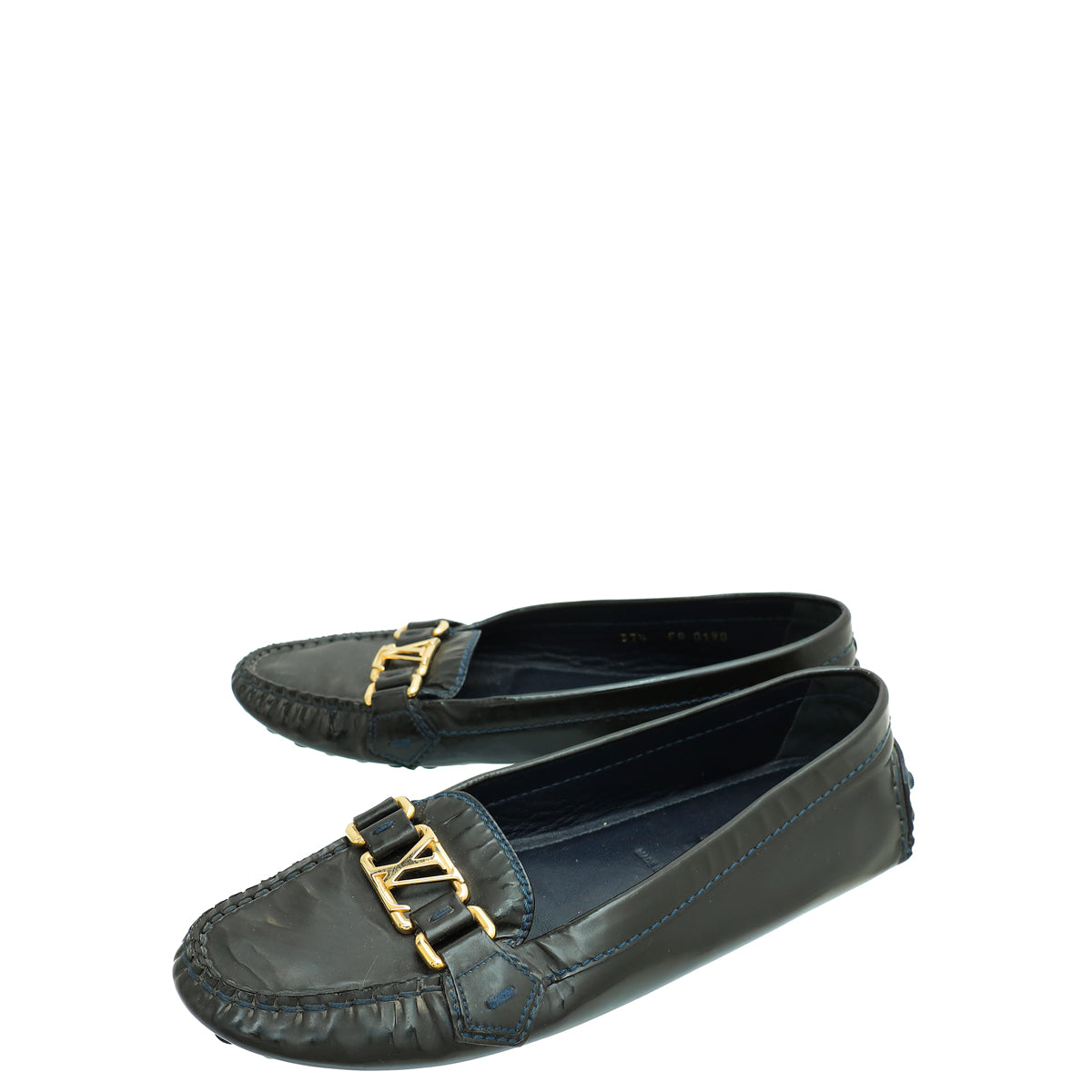 Louis Vuitton Navy Blue Vernis Oxford Loafer 37.5-Louis Vuitton-THE CLOSET