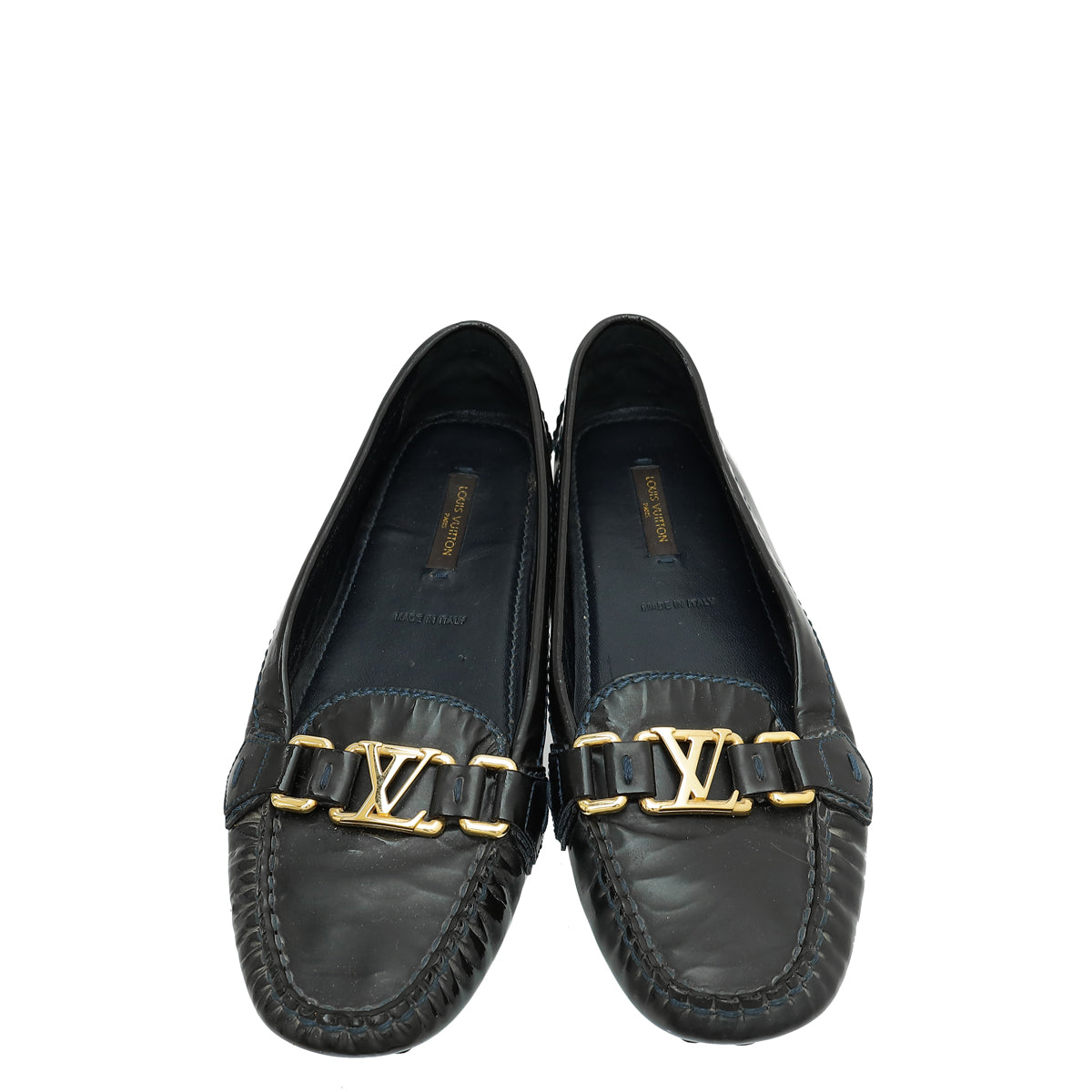 Louis Vuitton Navy Blue Vernis Oxford Loafer 37.5