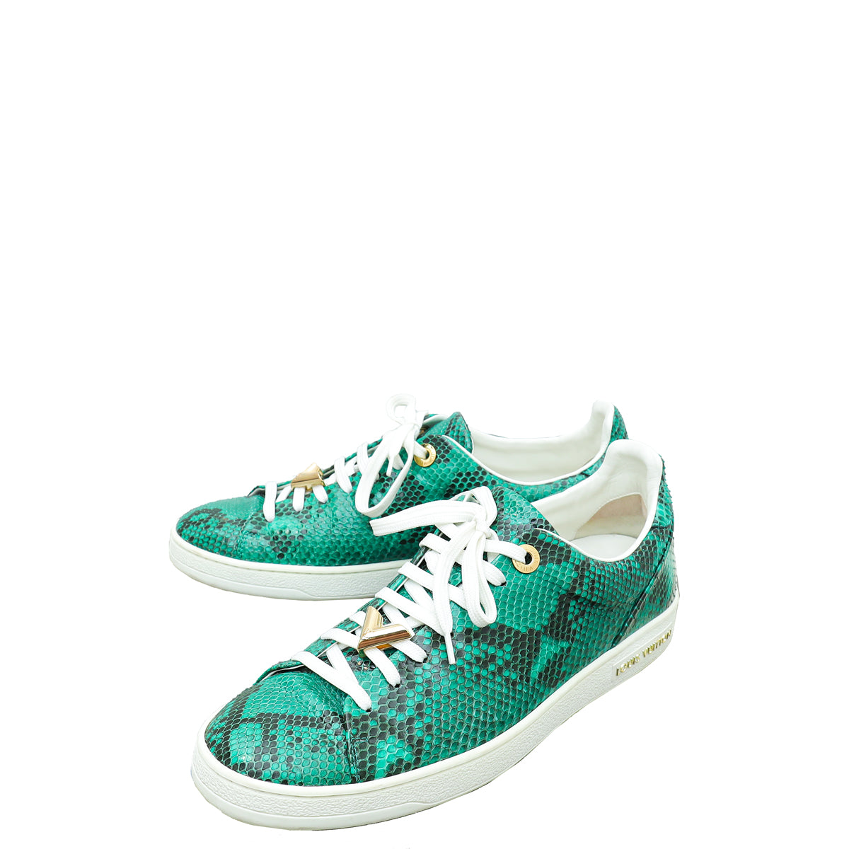 Louis Vuitton "Dubai Exclusive" Bicolor Python Frontrow Sneakers 37.5-Louis Vuitton-THE CLOSET