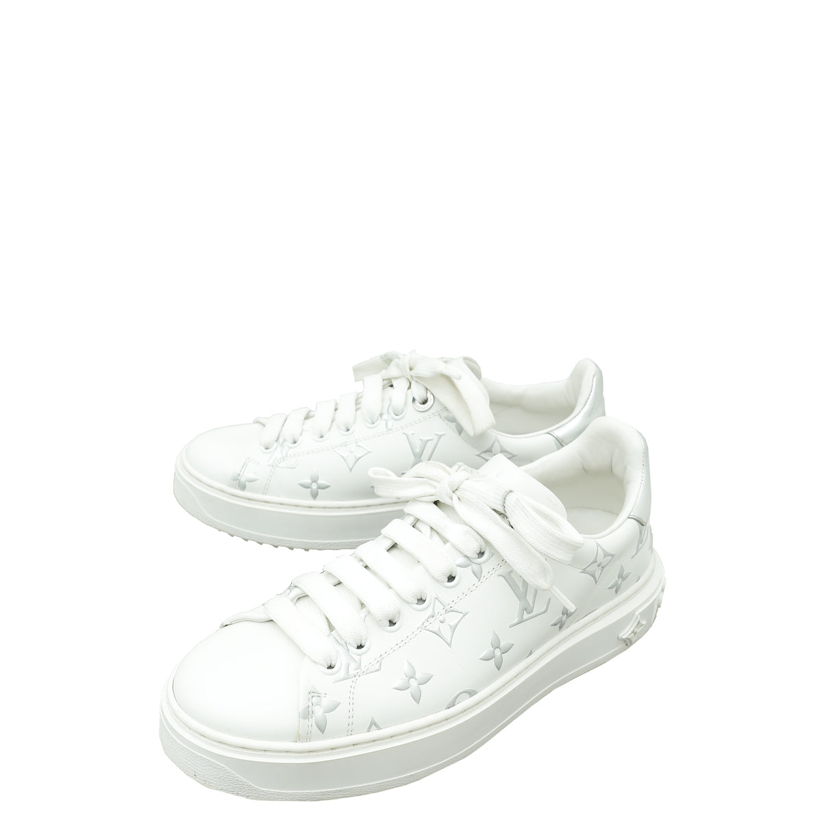 Louis Vuitton Bicolor Monogram Debossed Timeout Sneaker 37