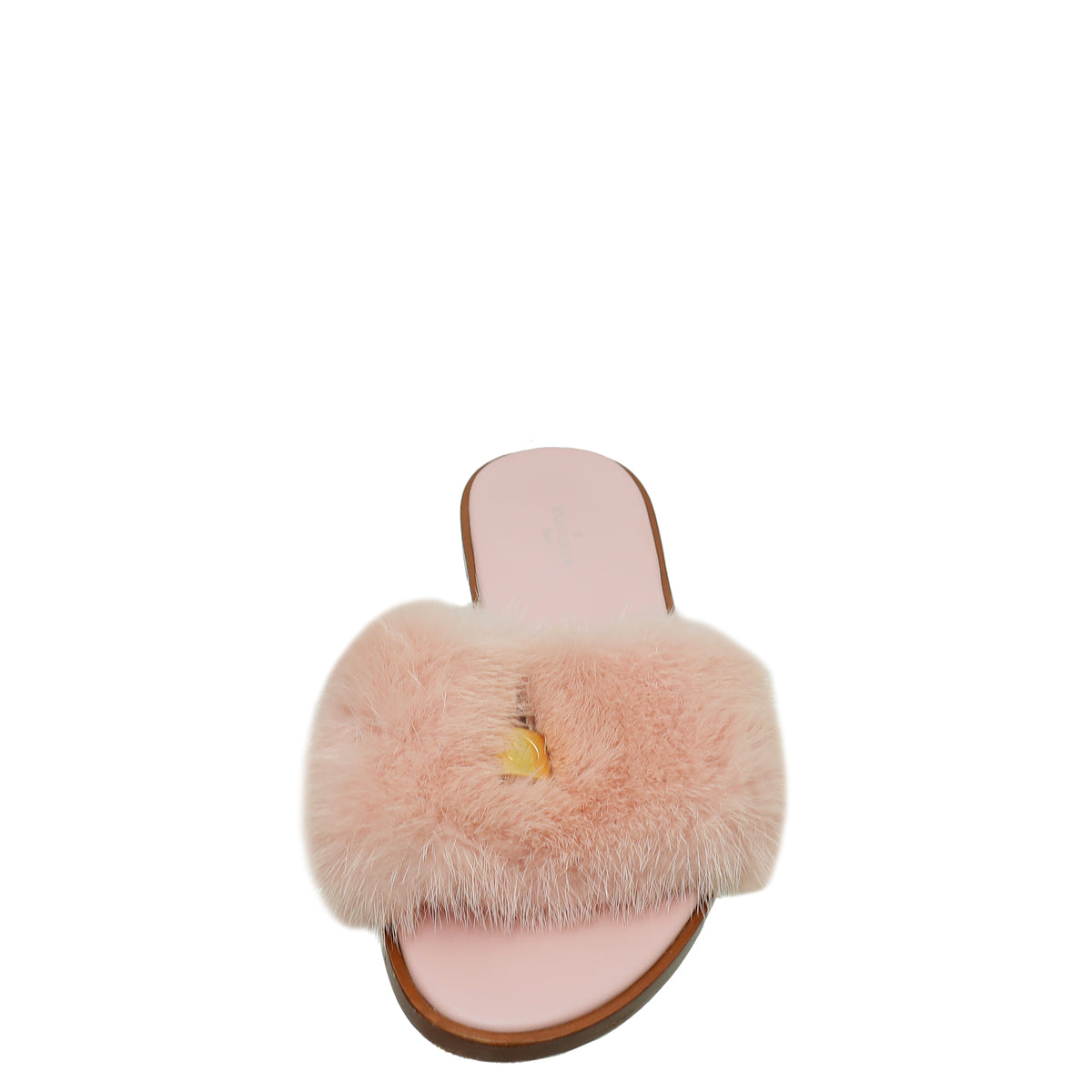 Louis Vuitton Pink Mink Fur Lock It Flat Mules 37-Louis Vuitton-THE CLOSET