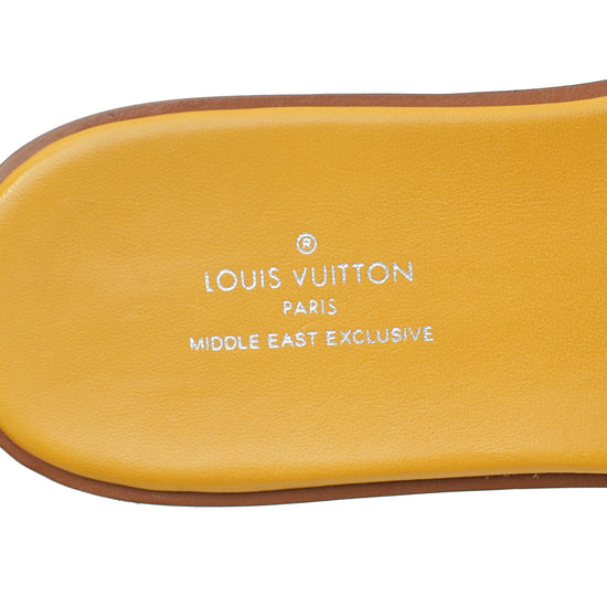 Louis Vuitton Yellow Crocodile Lock It Flat Mules 37
