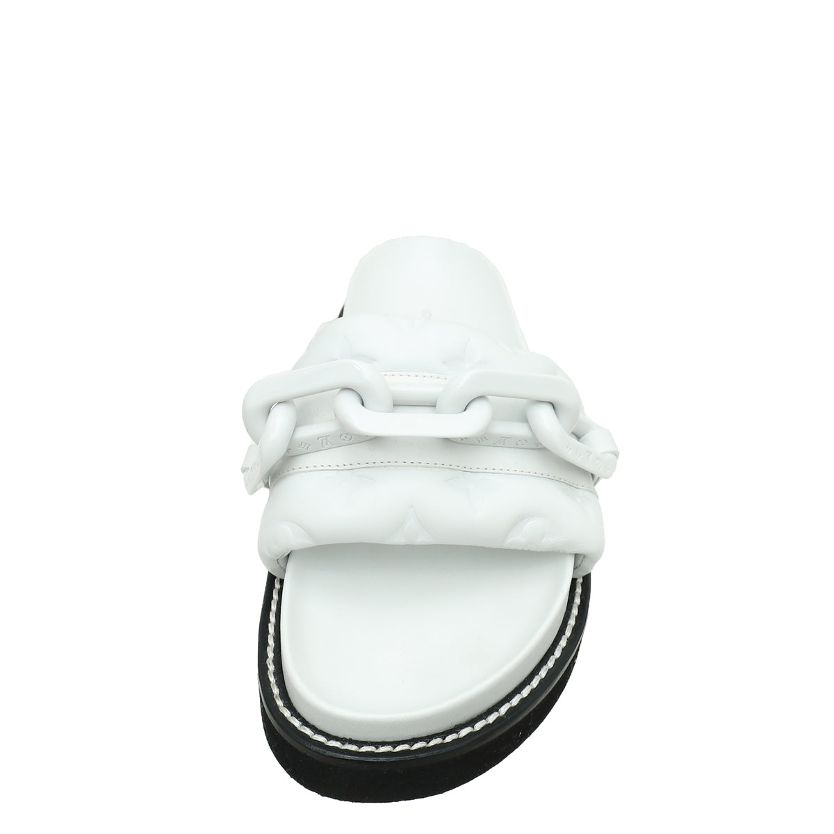 Louis Vuitton White Monogram Embossed Sunset Flat Comfort Mules 37-Louis Vuitton-THE CLOSET
