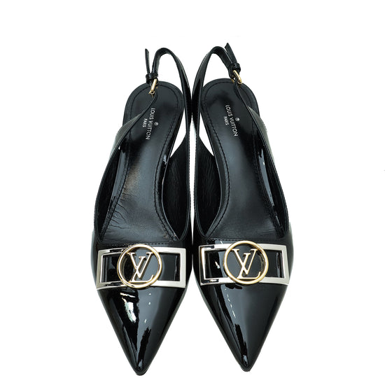 Louis Vuitton Black Vernis Insider Slingback Pump 37