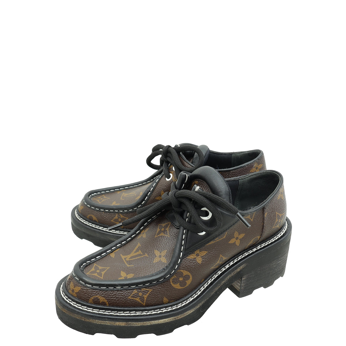 Louis Vuitton Monogram Black Beaubourg Platform Derby 37-Louis Vuitton-THE CLOSET