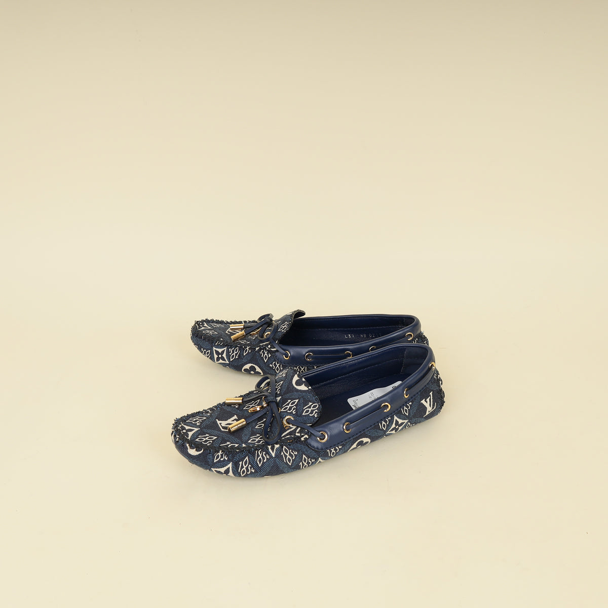Louis Vuitton Navy Blue Jacquard Since 1854 Gloria Loafers 37-Louis Vuitton-THE CLOSET