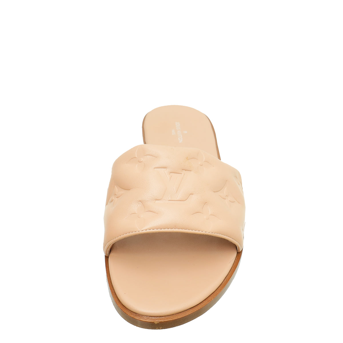 Louis Vuitton Nude Pink Monogram Embossed Revival Flat Mules 37-Louis Vuitton-THE CLOSET