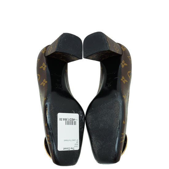 Louis Vuitton Monogram Madeleine Block Heel Pump 37 – The Closet