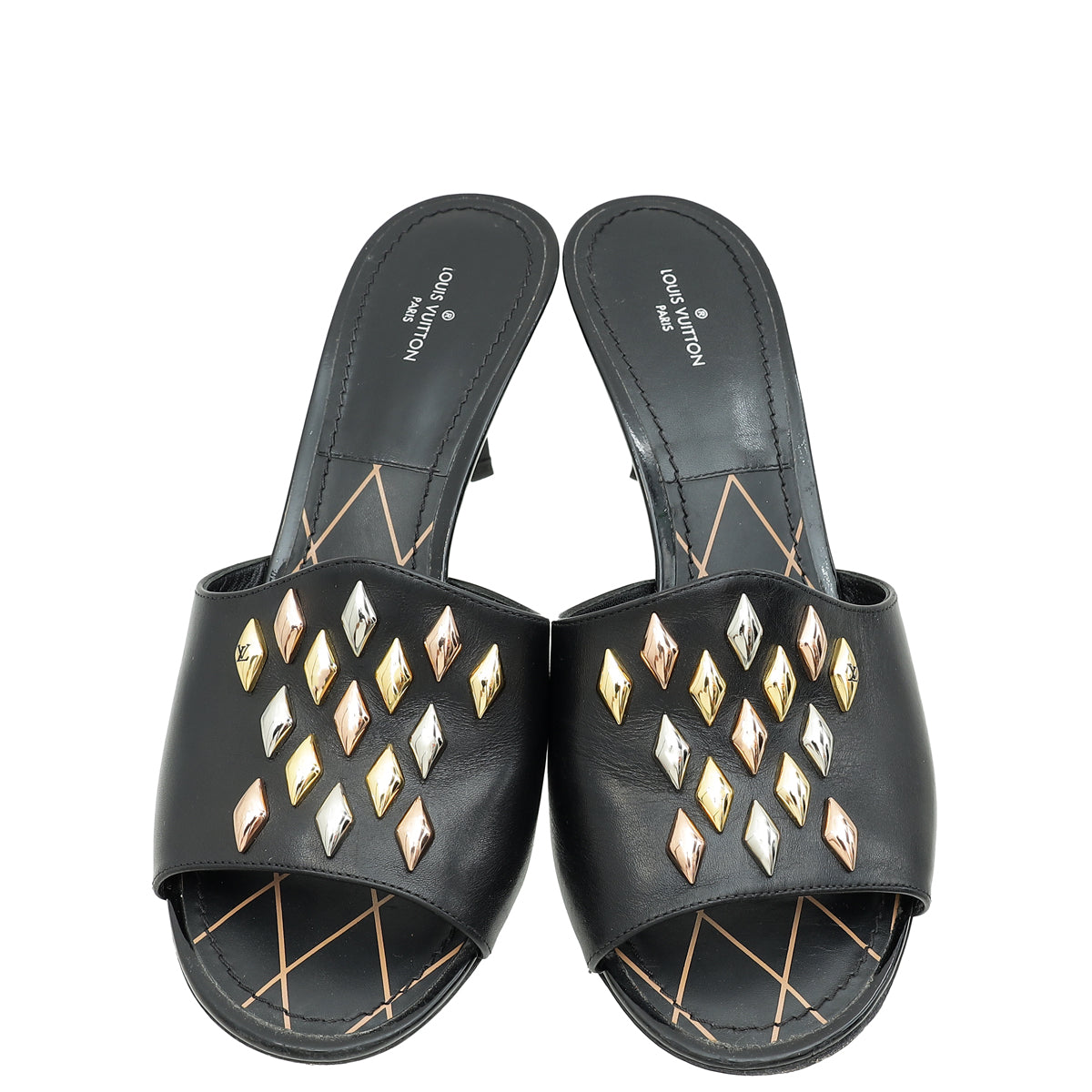 Louis Vuitton スタッズブラックサンダル Louis Vuitton Black Studded Slide Sandals 38.5 – THE CLOSET