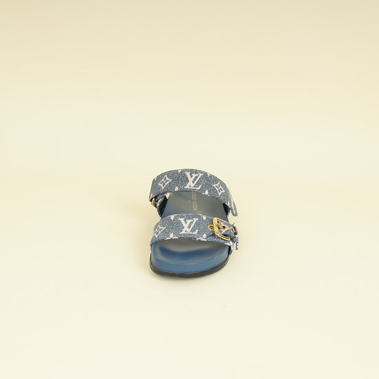 Louis Vuitton Blue Bom Dia Flat Comfort Mule 38.5