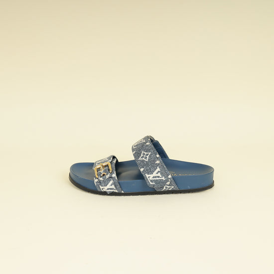 Louis Vuitton Blue Bom Dia Flat Comfort Mule 38.5