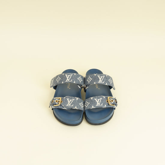 Louis Vuitton Blue Bom Dia Flat Comfort Mule 38.5