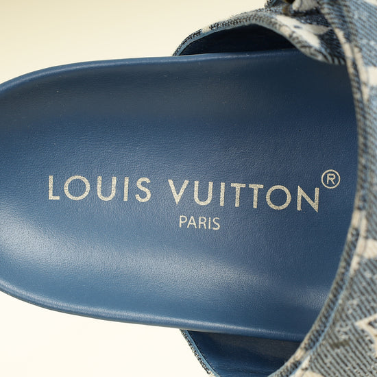 Louis Vuitton Blue Bom Dia Flat Comfort Mule 38.5